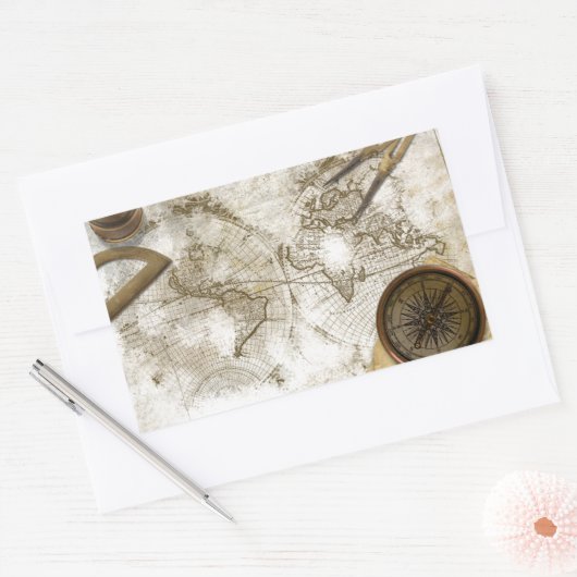  Wereldkaart en gereedschap Rechthoekige Sticker (Envelop)