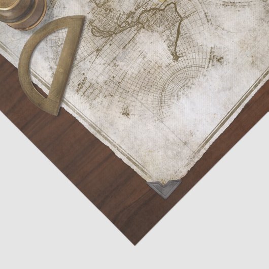 Wereldkaart en gereedschap Tissuepapier (Detail)