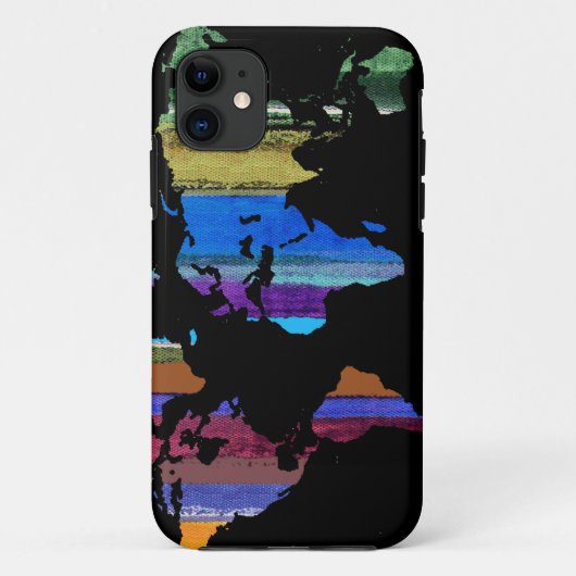 wereldkaart en kleurstrepen Case-Mate iPhone case (Achterkant)