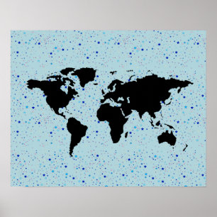 wereldkaart en sterren poster