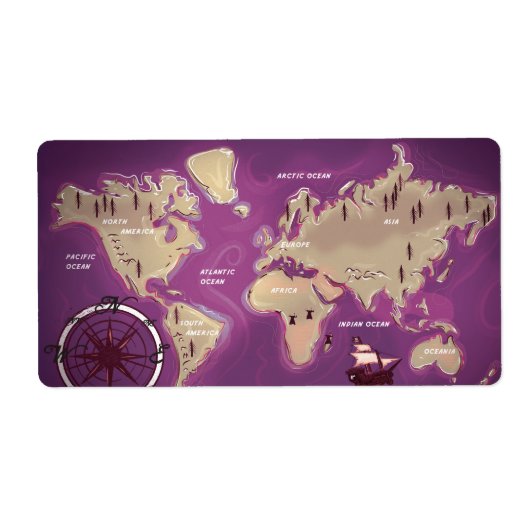 Wereldkaart Etiket (Voorkant)