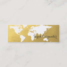 Wereldkaart | faux goud | elegant mini visitekaartje