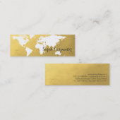 Wereldkaart | faux goud | elegant mini visitekaartje (Voorkant / Achterkant)