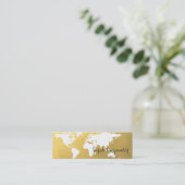 Wereldkaart | faux goud | elegant mini visitekaartje (Staand voorkant)