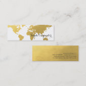 Wereldkaart | faux goud | elegant mini visitekaartje (Voorkant / Achterkant)