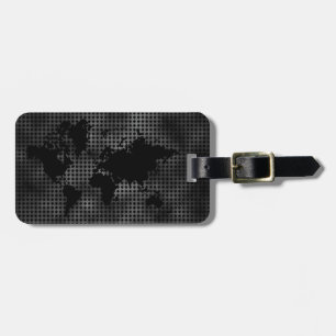 Wereldkaart Faux Professional Black Metal Bagagelabel