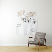 Wereldkaart feliciteert afstudeerder wanderlust fo wandkleed (In situ)