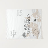 Wereldkaart feliciteert afstudeerder wanderlust fo wandkleed (Voorkant (horizontaal))