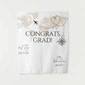 Wereldkaart feliciteert afstudeerder wanderlust fo wandkleed (Voorkant)