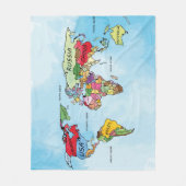 Wereldkaart Fleece Deken (Voorkant)