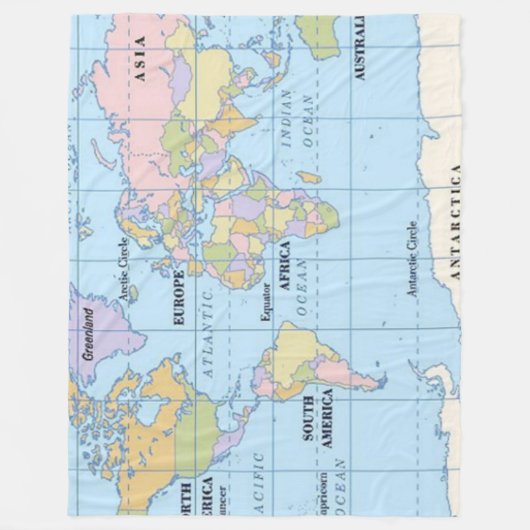 WERELDKAART FLEECE DEKEN (Voorkant)