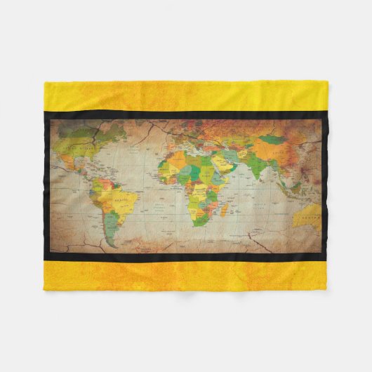 Wereldkaart Fleece Deken (Voorkant (Horizontaal))