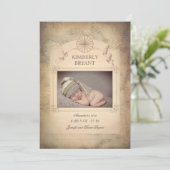  Wereldkaart Foto Baby Geboorteaankondiging Aankondiging (Staand voorkant)