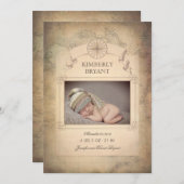  Wereldkaart Foto Baby Geboorteaankondiging Aankondiging (Voorkant / Achterkant)