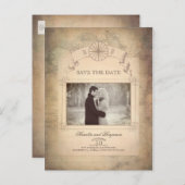 Wereldkaart Foto Sla de datum op Aankondigingskaart (Voorkant / Achterkant)