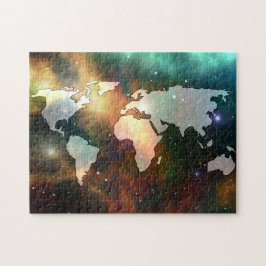 Wereldkaart Galaxy Stars Foto Legpuzzel