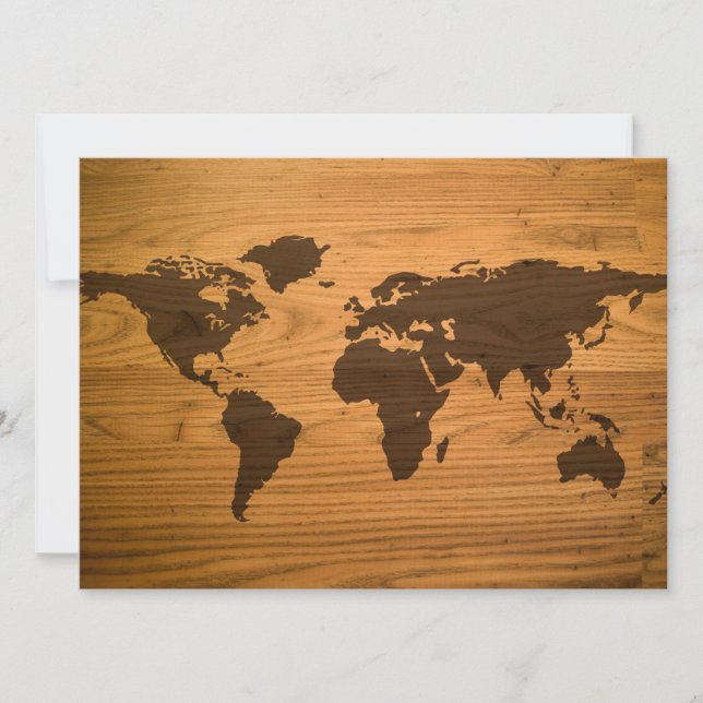 Wereldkaart gebrand hout (Voorkant)