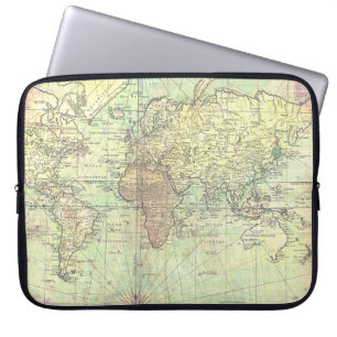 Wereldkaart Geel Antiek Laptop Sleeve