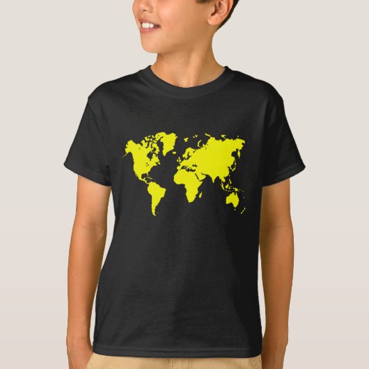 Wereldkaart - Geel T-shirt (Voorkant)