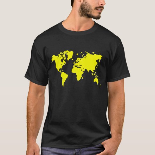 Wereldkaart - Geel T-shirt (Voorkant)