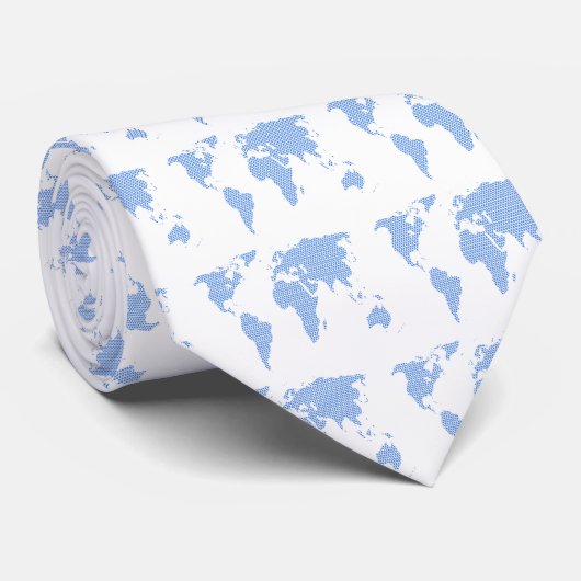 Wereldkaart gemaakt van blauwe stippen. stropdas (Opgerold)