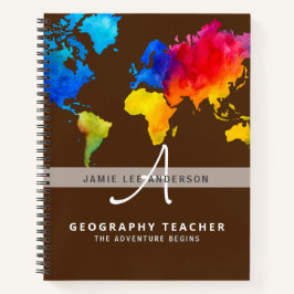 Wereldkaart GEOGRAFIE DOCENT Monogram Journal Notitieboek