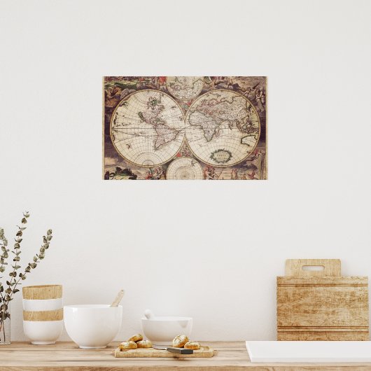 Wereldkaart Geografisch Poster (Keuken)