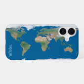 Wereldkaart – Gepersonaliseerd  iPhone 16 Hoesje (Achterkant horizontaal)