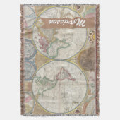  Wereldkaart - Gepersonaliseerde familienaam Deken (Voorkant Verticaal)