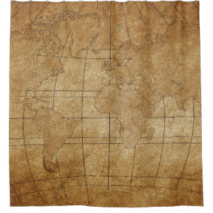 Wereldkaart: Global Exploration Guide Douchegordijn