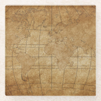 Wereldkaart: Global Exploration Guide Glazen Onderzetter