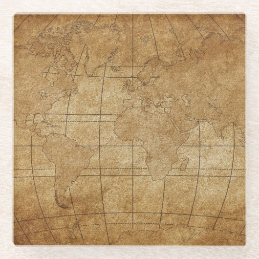 Wereldkaart: Global Exploration Guide Glazen Onderzetter (Voorkant)
