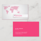 wereldkaart Global Pink Visitekaartjes (Voorkant / Achterkant)