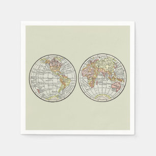 Wereldkaart Globe Halfronden Poster uit 1916 in vi Servet