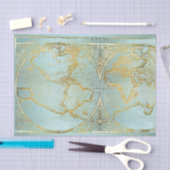 Wereldkaart Gold Aqua Tissuepapier (Craft)