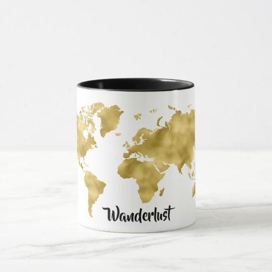 Wereldkaart Gold Foil Wanderlust Traveler Blogger Mok (Midden)
