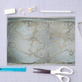  Wereldkaart Gold Grey Blue Tissuepapier (Craft)