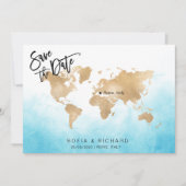 Wereldkaart Gold Movable Heart voor bruiloft beste Kaart (Voorkant)