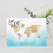 Wereldkaart Gold Movable Heart voor bruiloft beste Kaart (Staand voorkant)