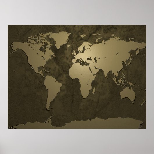 Wereldkaart Gold Poster (Voorkant)