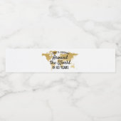 Wereldkaart Gold Travel Thema over de hele wereld Waterfles Etiket (Enkel label)