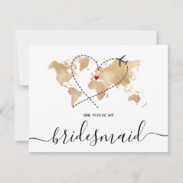 Wereldkaart Gold zal je mijn Bridesmaid zijn Kaart