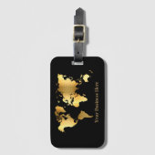 Wereldkaart Gold/zwart Bagagelabel (Voorkant (verticaal))