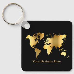 wereldkaart Gold/zwart Sleutelhanger