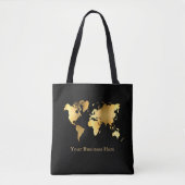 Wereldkaart Gold/zwart Tote Bag (Voorkant)