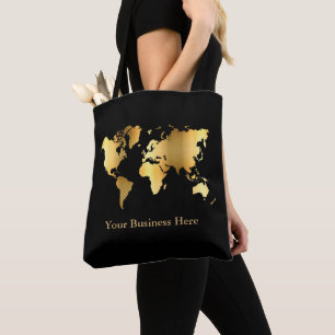 Wereldkaart Gold/zwart Tote Bag
