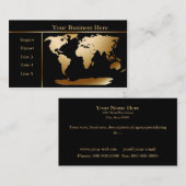 Wereldkaart Gold/zwart Visitekaartje 4 (Voorkant / Achterkant)