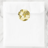 wereldkaart goud ronde sticker (Tas)