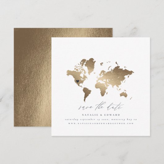 Wereldkaart gouden waterverf aankondiging (Voorkant / Achterkant)