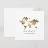Wereldkaart gouden waterverf aankondiging bruiloft (Voorkant / Achterkant)